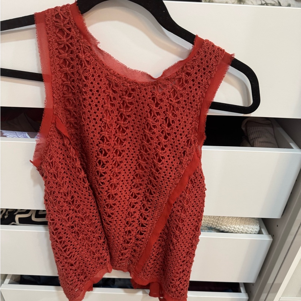 Moon River Vibrant Red Crochet Top